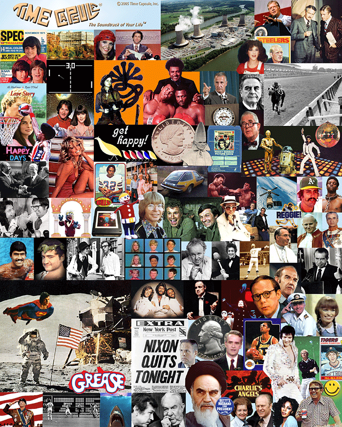 There are 110 numbered images in this 1970s collage.  Can you name them all?